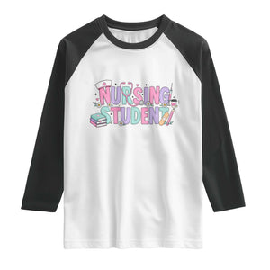 Pastel Nursing Student Medical School Gift Raglan Shirt TS12 White Black Print Your Wear