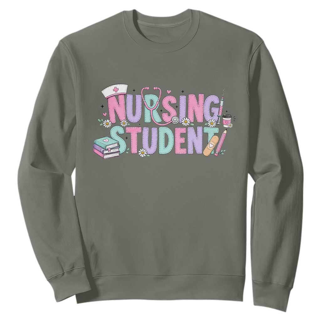 Pastel Nursing Student Medical School Gift Sweatshirt TS12 Military Green Print Your Wear