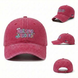 Pastel Nursing Student Medical School Gift Washed Cotton Baseball Cap TS12 Washed Cap Universal Fit Red Print Your Wear