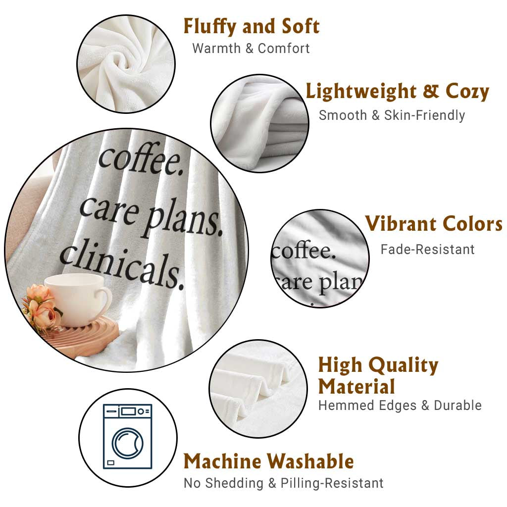 Funny Nursing School Life Throw Blanket Coffee Care Plans And Clinicals TS12 Print Your Wear