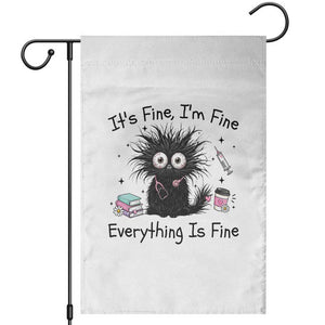 Funny Stressed Black Cat Nursing Student Life Garden Flag ts Fine Im Fine Everything Is Fine TS12 White Print Your Wear