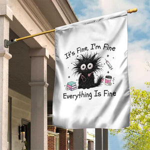 Funny Stressed Black Cat Nursing Student Life Garden Flag ts Fine Im Fine Everything Is Fine TS12 Print Your Wear
