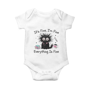 Funny Stressed Black Cat Nursing Student Life Baby Onesie ts Fine Im Fine Everything Is Fine TS12 White Print Your Wear