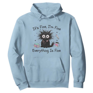 Funny Stressed Black Cat Nursing Student Life Hoodie ts Fine Im Fine Everything Is Fine TS12 Light Blue Print Your Wear