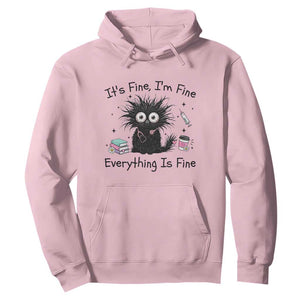 Funny Stressed Black Cat Nursing Student Life Hoodie ts Fine Im Fine Everything Is Fine TS12 Light Pink Print Your Wear