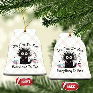 Funny Stressed Black Cat Nursing Student Life Ceramic Ornament ts Fine Im Fine Everything Is Fine TS12 Print Your Wear
