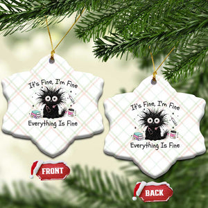 Funny Stressed Black Cat Nursing Student Life Ceramic Ornament ts Fine Im Fine Everything Is Fine TS12 Print Your Wear