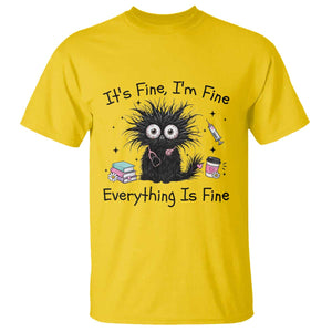 Funny Stressed Black Cat Nursing Student Life T Shirt ts Fine Im Fine Everything Is Fine TS12 Daisy Print Your Wear