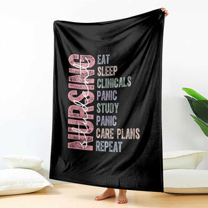 Funny Student Nurse Life Throw Blanket Eat Sleep Clinicals Panic Study Repeat TS12 Print Your Wear