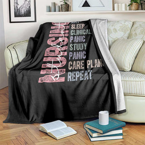Funny Student Nurse Life Throw Blanket Eat Sleep Clinicals Panic Study Repeat TS12 Print Your Wear