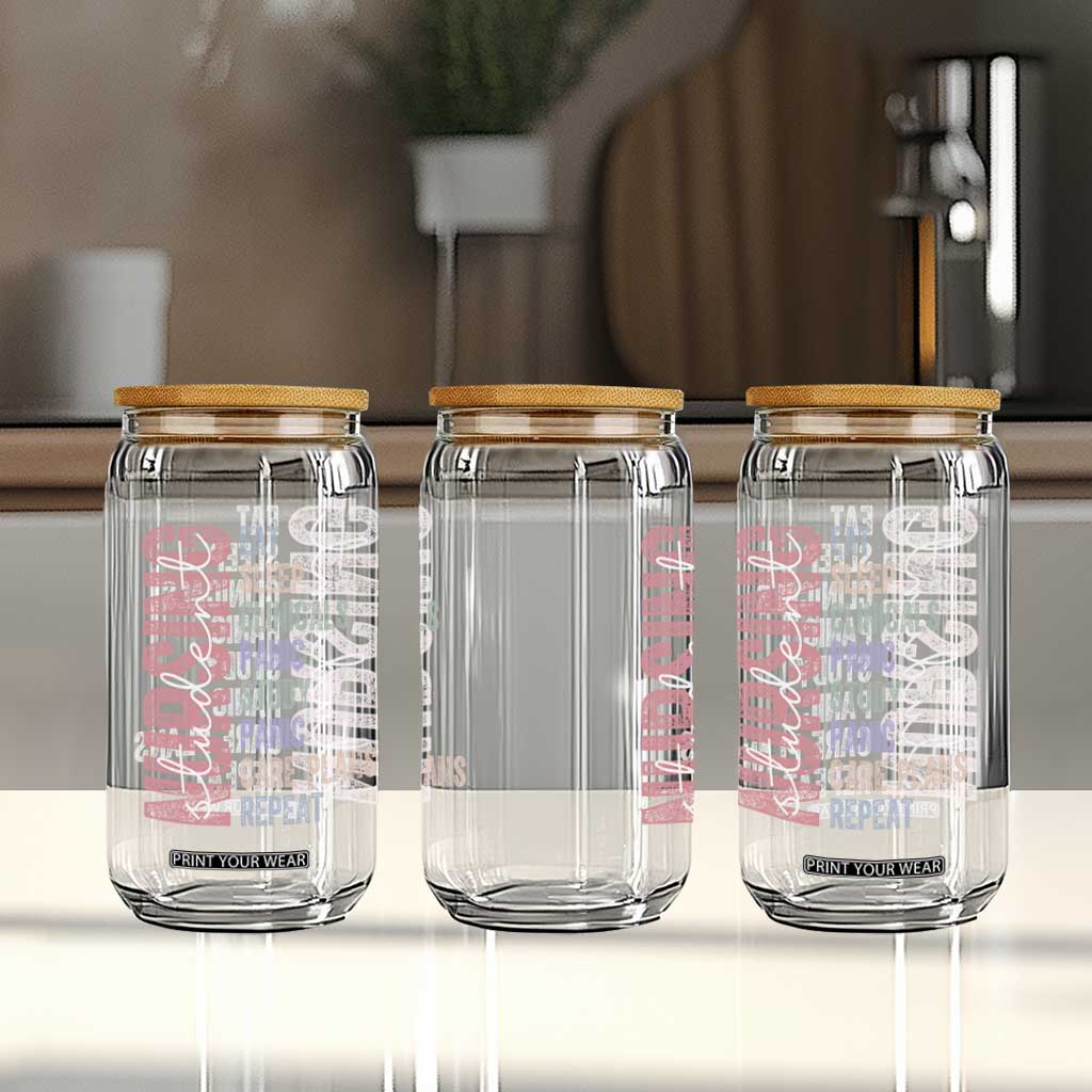 Funny Student Nurse Life Glass Can Eat Sleep Clinicals Panic Study Repeat TS12 Print Your Wear