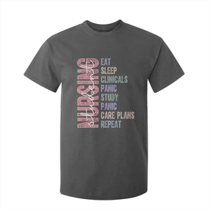 Funny Student Nurse Life T Shirt For Kid Eat Sleep Clinicals Panic Study Repeat TS12 Dark Heather Print Your Wear