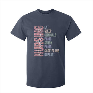 Funny Student Nurse Life T Shirt For Kid Eat Sleep Clinicals Panic Study Repeat TS12 Navy Print Your Wear