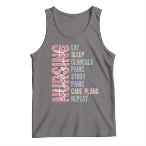 Funny Student Nurse Life Tank Top Eat Sleep Clinicals Panic Study Repeat TS12 Deep Heather Print Your Wear