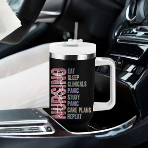 Funny Student Nurse Life Tumbler With Handle Eat Sleep Clinicals Panic Study Repeat TS12 Print Your Wear