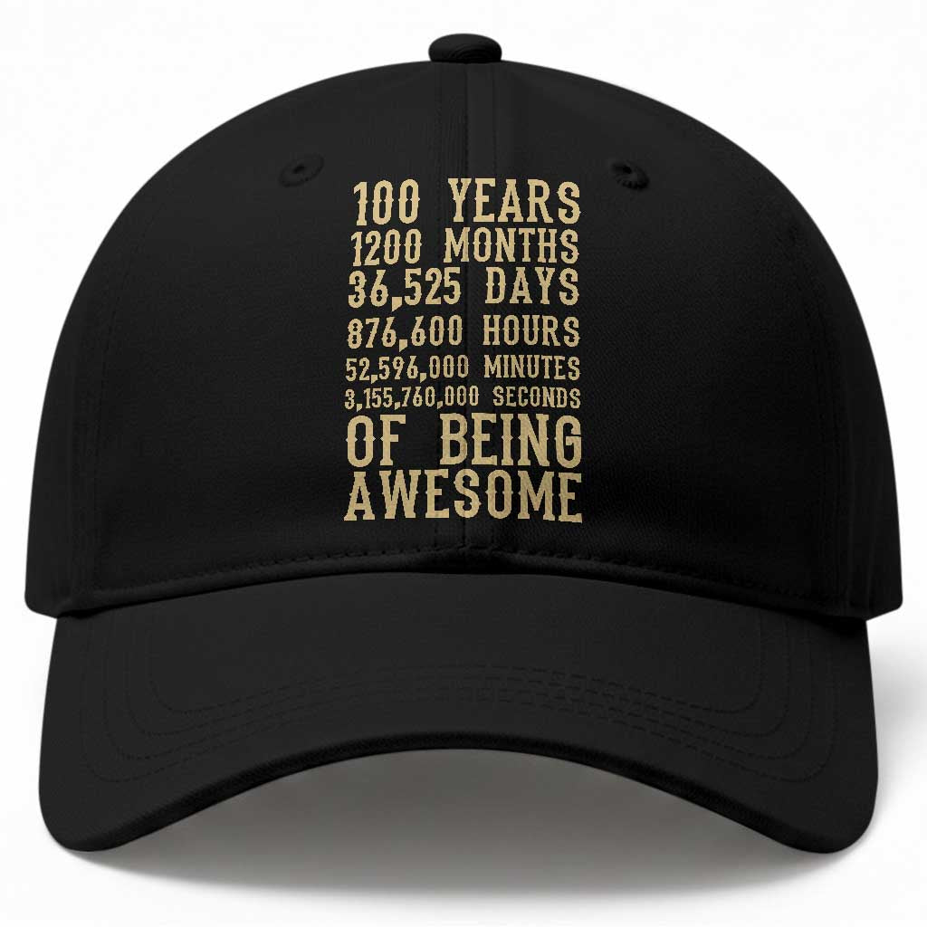 Vintage 100th Birthday Gift Baseball Cap 100 Years Of Being Awesome TS12 Print Your Wear