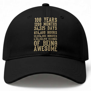 Vintage 100th Birthday Gift Baseball Cap 100 Years Of Being Awesome TS12 Print Your Wear