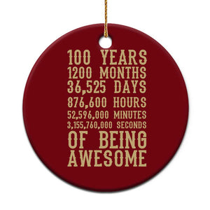 Vintage 100th Birthday Gift Ceramic Ornament 100 Years Of Being Awesome TS12 1pc Red Print Your Wear