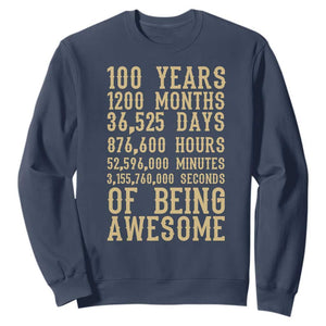 Vintage 100th Birthday Gift Sweatshirt 100 Years Of Being Awesome TS12 Navy Print Your Wear