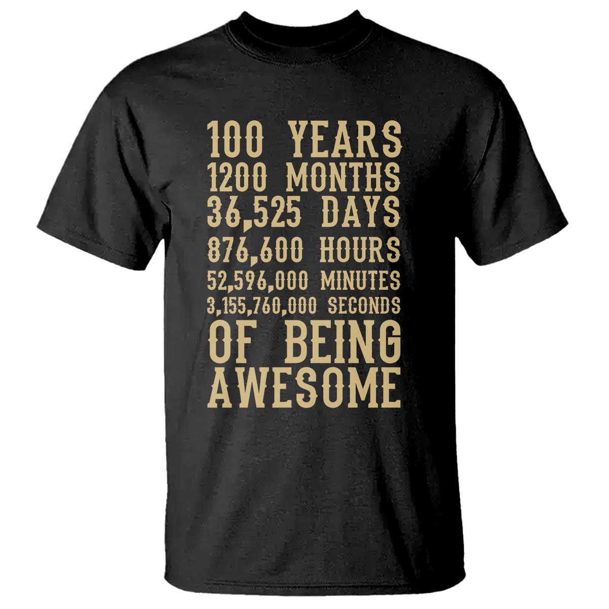 Vintage 100th Birthday Gift T Shirt 100 Years Of Being Awesome TS12 Black Print Your Wear