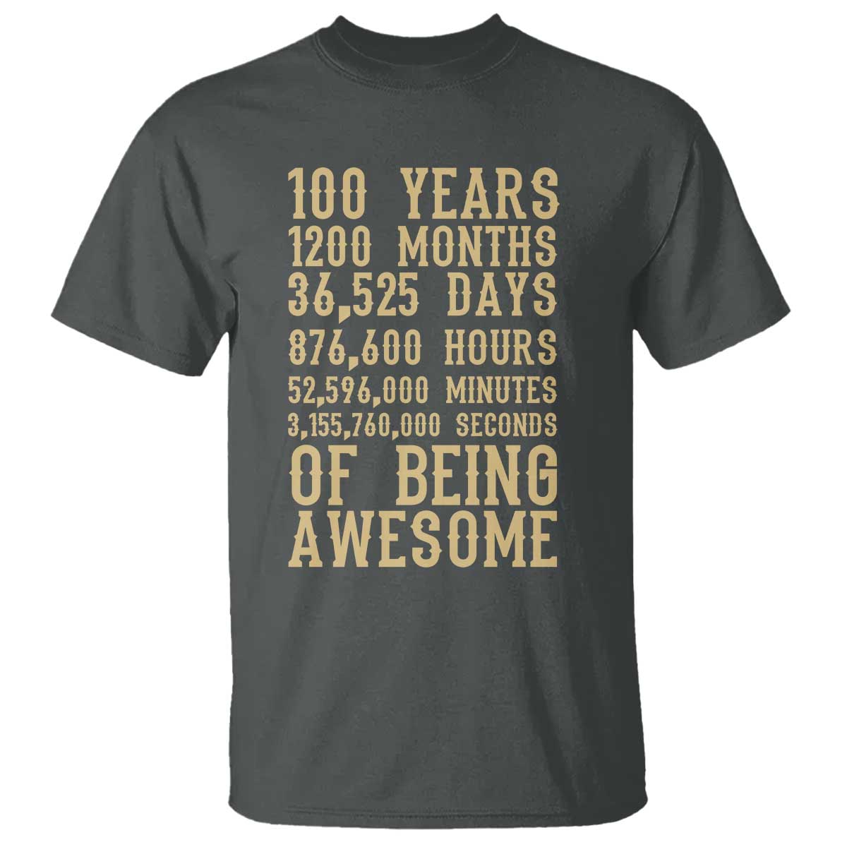 Vintage 100th Birthday Gift T Shirt 100 Years Of Being Awesome TS12 Dark Heather Print Your Wear