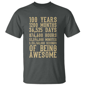 Vintage 100th Birthday Gift T Shirt 100 Years Of Being Awesome TS12 Dark Heather Print Your Wear