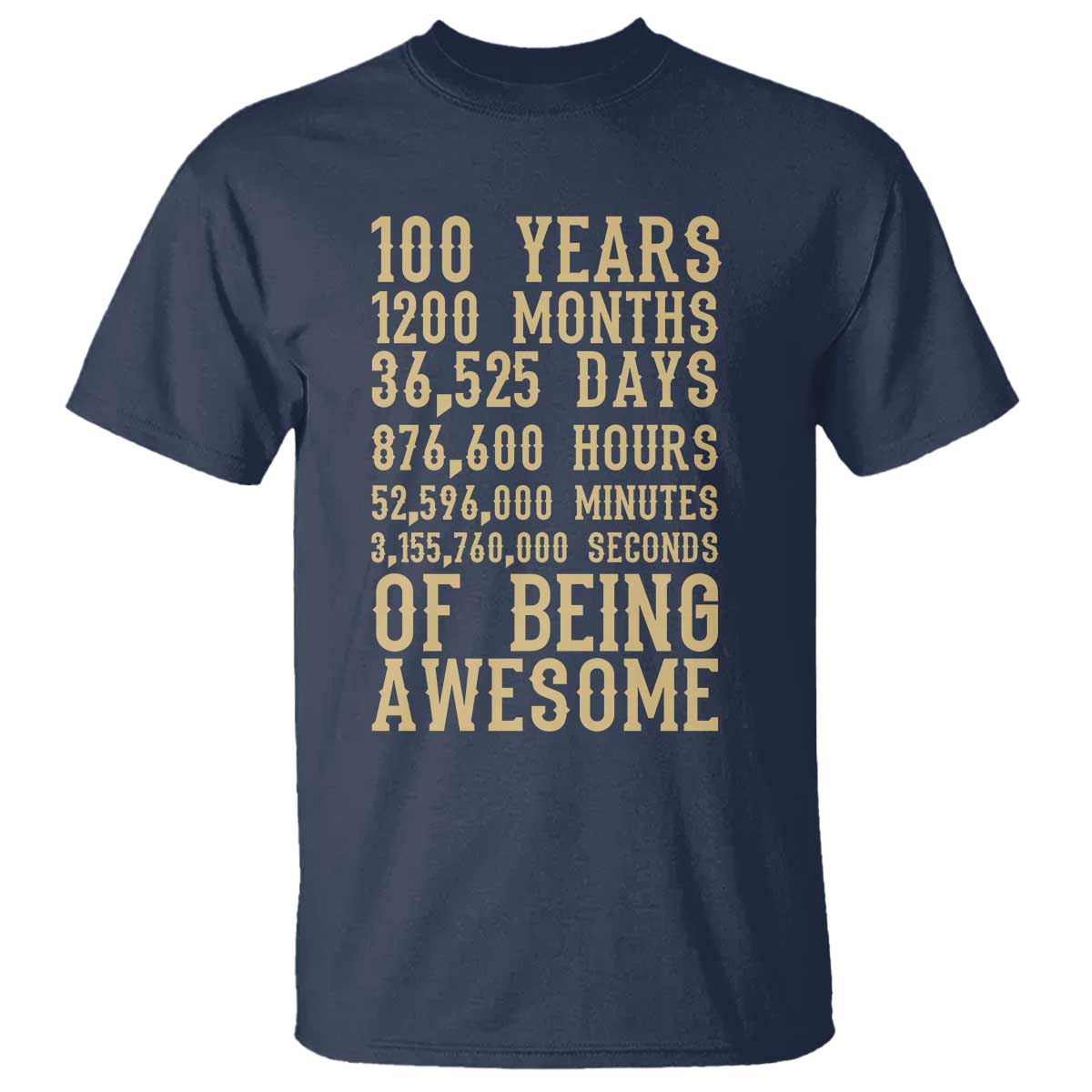 Vintage 100th Birthday Gift T Shirt 100 Years Of Being Awesome TS12 Navy Print Your Wear
