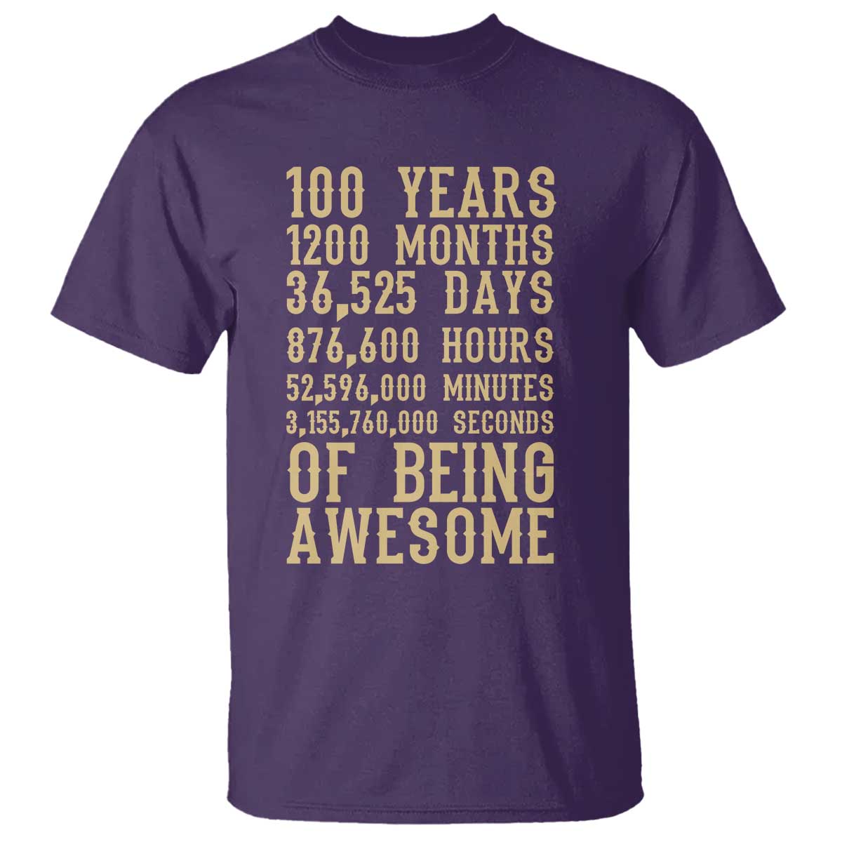 Vintage 100th Birthday Gift T Shirt 100 Years Of Being Awesome TS12 Purple Print Your Wear