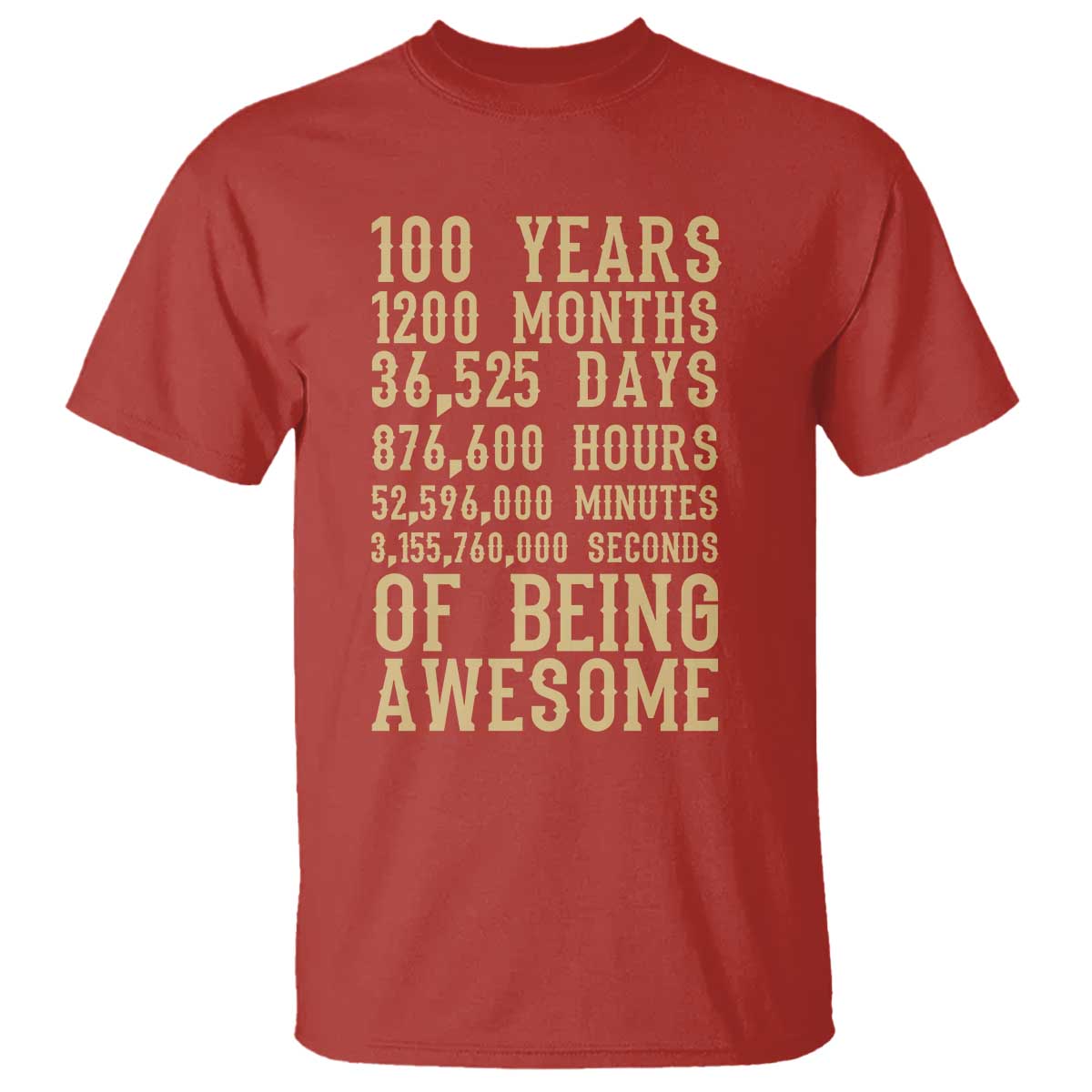 Vintage 100th Birthday Gift T Shirt 100 Years Of Being Awesome TS12 Red Print Your Wear