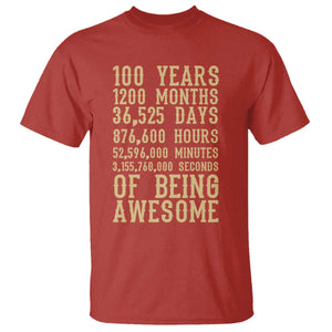 Vintage 100th Birthday Gift T Shirt 100 Years Of Being Awesome TS12 Red Print Your Wear