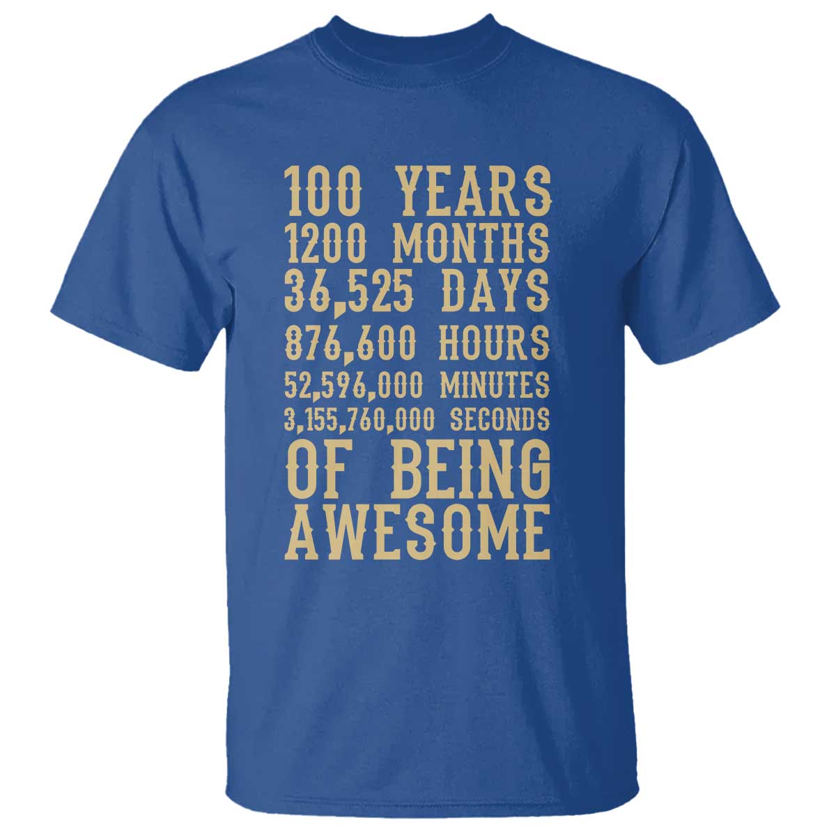 Vintage 100th Birthday Gift T Shirt 100 Years Of Being Awesome TS12 Royal Blue Print Your Wear