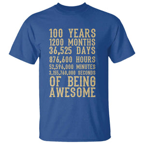 Vintage 100th Birthday Gift T Shirt 100 Years Of Being Awesome TS12 Royal Blue Print Your Wear
