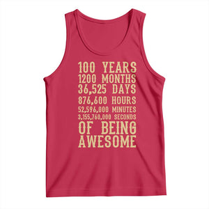 Vintage 100th Birthday Gift Tank Top 100 Years Of Being Awesome TS12 Red Print Your Wear