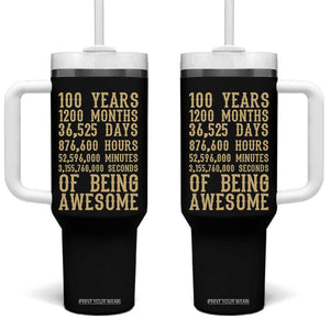 Vintage 100th Birthday Gift Tumbler With Handle 100 Years Of Being Awesome TS12 One Size: 40 oz Black Print Your Wear