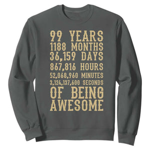 Vintage 99th Birthday Gift Sweatshirt 99 Years Of Being Awesome TS12 Dark Heather Print Your Wear
