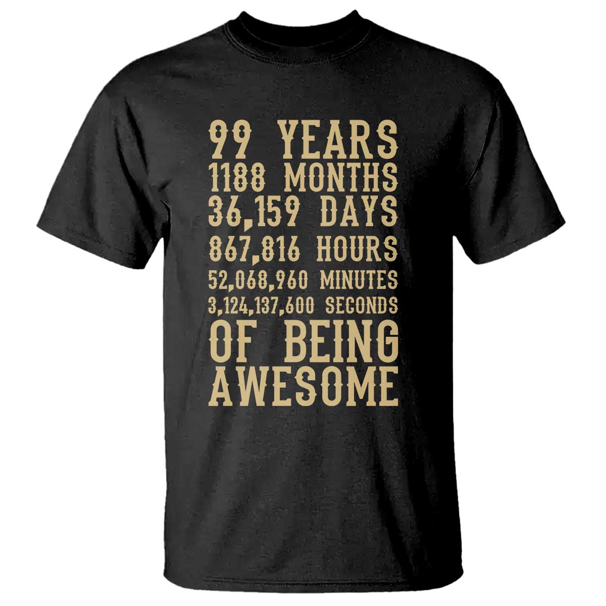 Vintage 99th Birthday Gift T Shirt 99 Years Of Being Awesome TS12 Black Print Your Wear