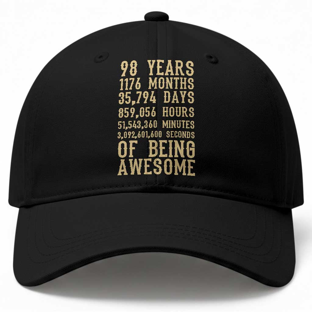 Vintage 98th Birthday Gift Baseball Cap 98 Years Of Being Awesome TS12 Print Your Wear