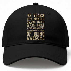 Vintage 98th Birthday Gift Baseball Cap 98 Years Of Being Awesome TS12 Print Your Wear