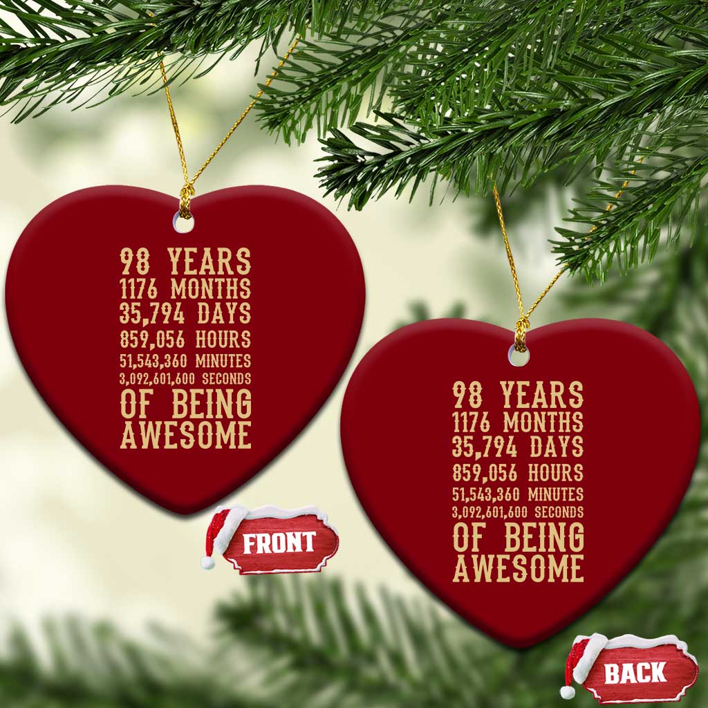 Vintage 98th Birthday Gift Ceramic Ornament 98 Years Of Being Awesome TS12 Print Your Wear