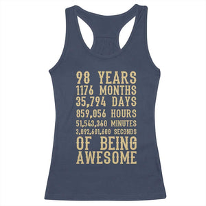 Vintage 98th Birthday Gift Racerback Tank Top 98 Years Of Being Awesome TS12 Navy Print Your Wear