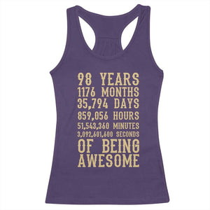 Vintage 98th Birthday Gift Racerback Tank Top 98 Years Of Being Awesome TS12 Purple Print Your Wear