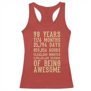 Vintage 98th Birthday Gift Racerback Tank Top 98 Years Of Being Awesome TS12 Red Print Your Wear