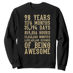 Vintage 98th Birthday Gift Sweatshirt 98 Years Of Being Awesome TS12 Black Print Your Wear