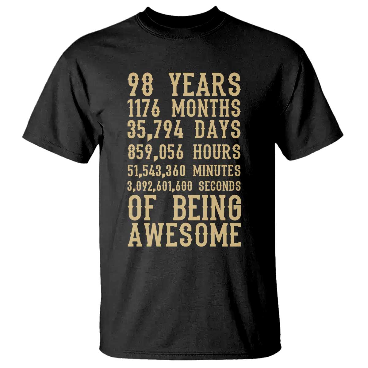 Vintage 98th Birthday Gift T Shirt 98 Years Of Being Awesome TS12 Black Print Your Wear