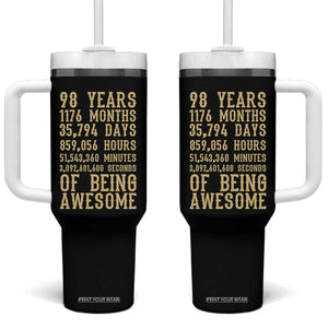 Vintage 98th Birthday Gift Tumbler With Handle 98 Years Of Being Awesome TS12 One Size: 40 oz Black Print Your Wear