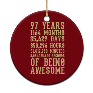 Vintage 97th Birthday Gift Ceramic Ornament 97 Years Of Being Awesome TS12 1pc Red Print Your Wear