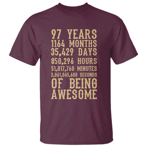 Vintage 97th Birthday Gift T Shirt 97 Years Of Being Awesome TS12 Maroon Print Your Wear