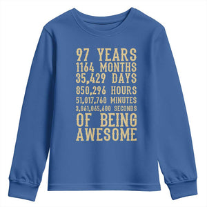 Vintage 97th Birthday Gift Youth Sweatshirt 97 Years Of Being Awesome TS12 Royal Blue Print Your Wear