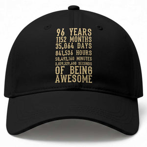 Vintage 96th Birthday Gift Baseball Cap 96 Years Of Being Awesome TS12 Print Your Wear