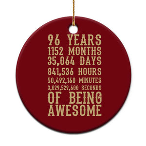 Vintage 96th Birthday Gift Ceramic Ornament 96 Years Of Being Awesome TS12 1pc Red Print Your Wear